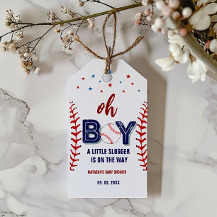 Baseball Sports Little slugger Boy Baby Shower Gift Tags