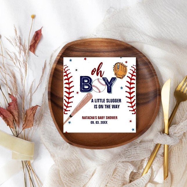 Baseball Sports Little slugger Boy Baby Shower Napkin (Creator Uploaded)