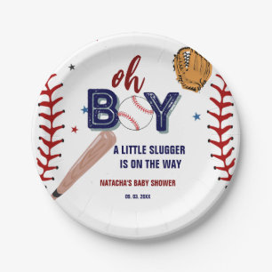 Baseball Sports Little slugger Boy Baby Shower Paper Plate