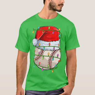 Baseball Sports Lover Xmas Lights Santa Baseball C T-Shirt