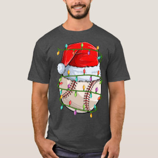 Baseball Sports Lover Xmas Lights Santa Baseball C T-Shirt