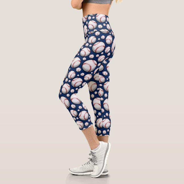 Baseball Sports Pattern Capri Leggings (Left)