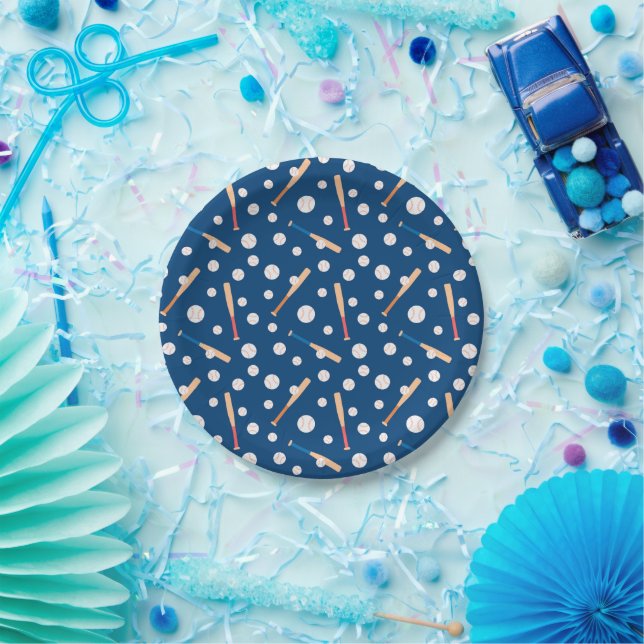 Baseball sports Pattern  Paper Plate (Party)