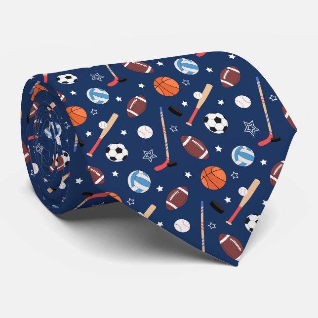 Baseball sports Pattern  Tie (Rolled)