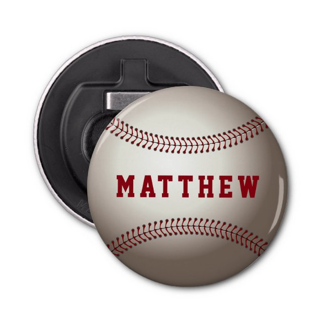 Baseball Sports Personalised Name Print Bottle Opener (Front)