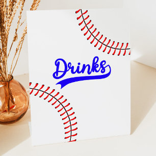 Baseball Sports Red Blue Drinks Table Pedestal Sign