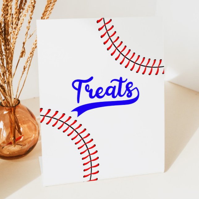Baseball Sports Red Blue Party Treats Table Pedestal Sign (Creator Uploaded)