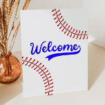 Baseball Sports Red Blue Party Welcome Table Pedestal Sign<br><div class="desc">This is a Baseball Sports Red Blue Party Welcome Sign!</div>