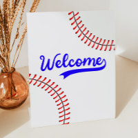Baseball Sports Red Blue Party Welcome Table