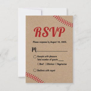 Baseball Sports Rustic Kraft Wedding RSVP Response