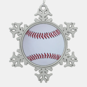 Baseball Sports Snowflake Pewter Christmas Ornament