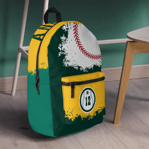 Baseball Sports Team Player Jersey Number Green Printed Backpack