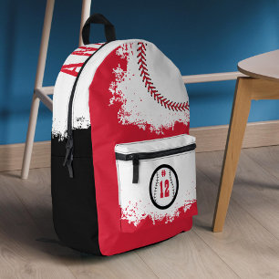 Baseball Sports Team Player Jersey Number Red Printed Backpack