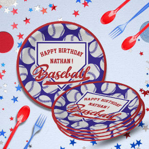 Baseball Sports Theme Name Party Paper Plate