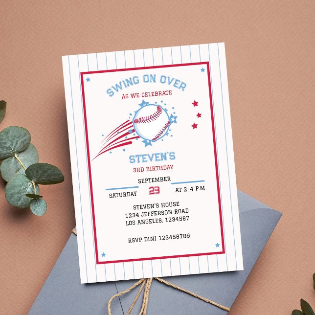Baseball Sporty Birthday for Kids Invitation (Invitation)