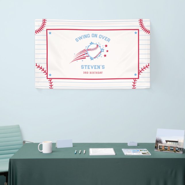 Baseball Sporty Birthday Photo for Kids  Banner (Tradeshow)