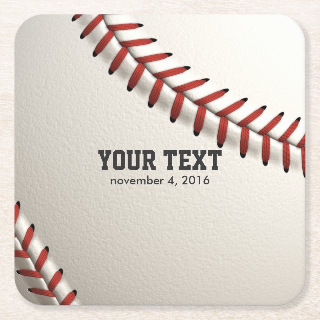 Baseball Square Paper Coaster (Front)