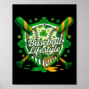 Baseball st patricks day boys girls men women poster