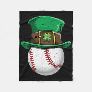 Baseball St Patricks Day Boys Men Ball Leprechaun Fleece Blanket