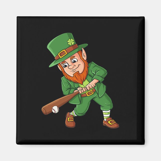 Baseball St Patricks Day Leprechaun Hitter Batter  Magnet (Front)