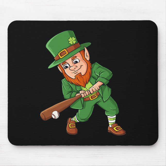 Baseball St Patricks Day Leprechaun Hitter Batter  Mouse Pad (Front)