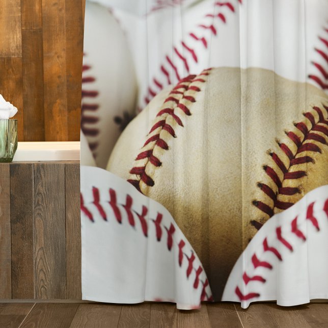 Baseball Stack Close Up Photo Shower Curtain (Creator Uploaded)