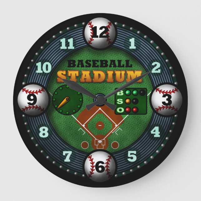Baseball Stadium Large Clock (Front)