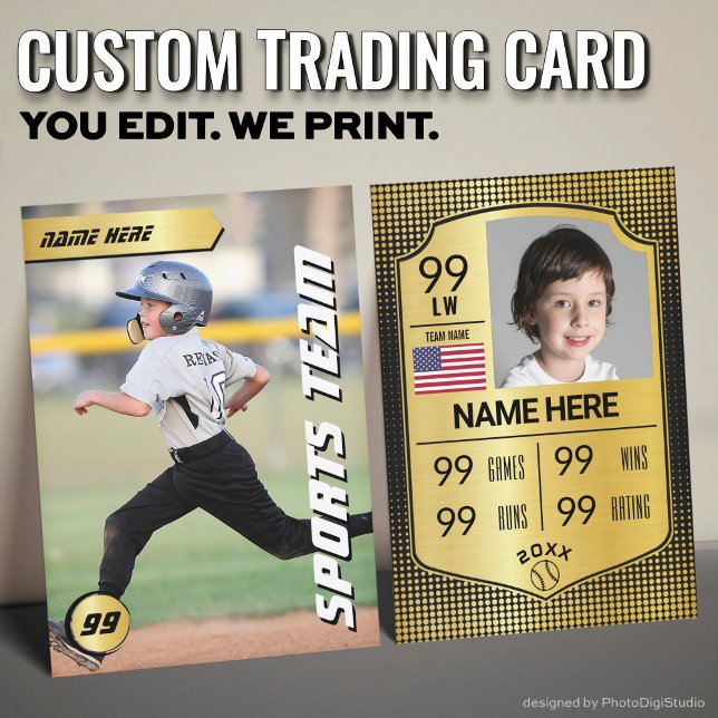Baseball Stats Shield Card Baseball Trading Card (Custom Baseball Trading Card, Gold Shield Player Card)