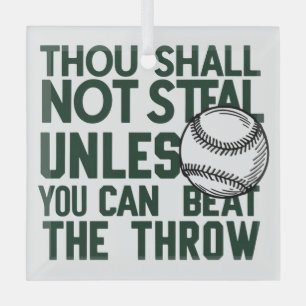 Baseball Stealing Humour Shirt Glass Tree Decoration
