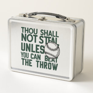 Baseball Stealing Humour Shirt Metal Lunch Box