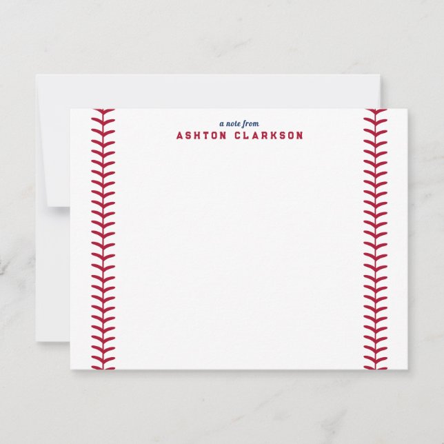 Baseball Stitch and Jersey Stripe Note Card (Front)