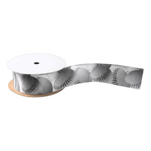 Baseball Stitches (Black and White) Satin Ribbon