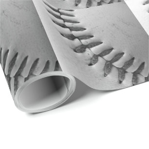 Baseball Stitches (black and white) Wrapping Paper