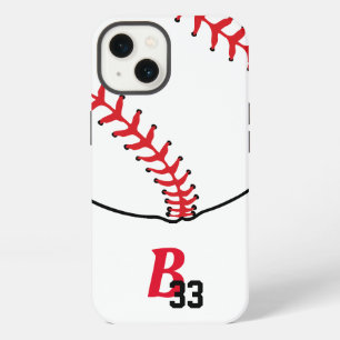 Baseball Stitches Monogram and Team Number iPhone 13 Case