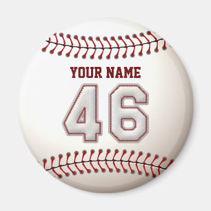 Baseball Stitches Player Number 46 and Custom Name Magnet