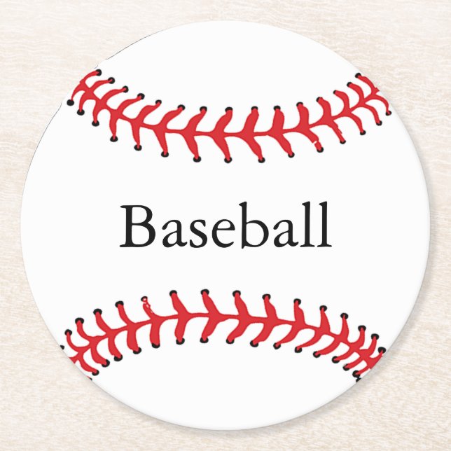 Baseball Stitching Design Paper Coaster (Front)