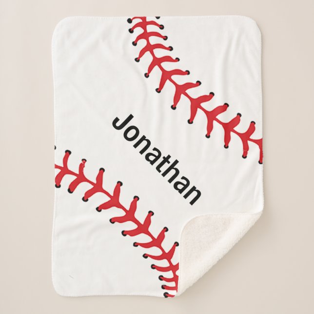 Baseball Stitching Design Sherpa Blanket (Front)