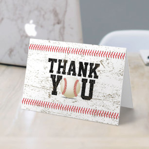 Baseball Stitching Sports Baby Shower Thank You Card