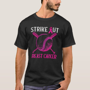 Baseball Strike Out Breast Cancer Pink Ribbon Men T-Shirt