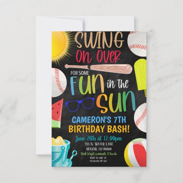 Baseball Summer Party Invitation (Front)