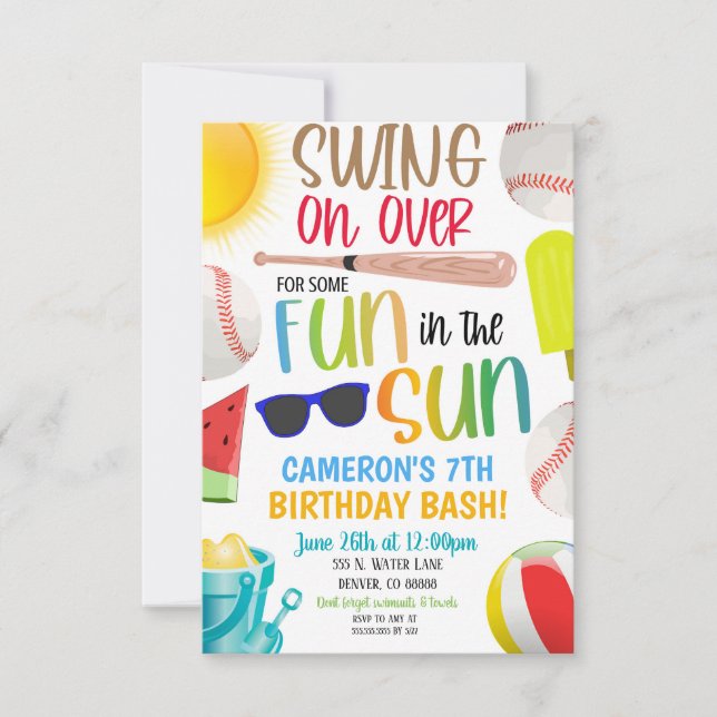 Baseball Summer Party Invitation (Front)