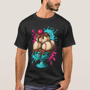 Baseball Sundae Art with Chocolate and Cherry T-Shirt