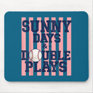 Baseball sunny days double plays girly game day mouse pad