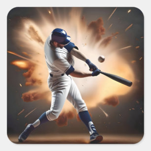 Baseball Super Play The Home Run, Square Sticker
