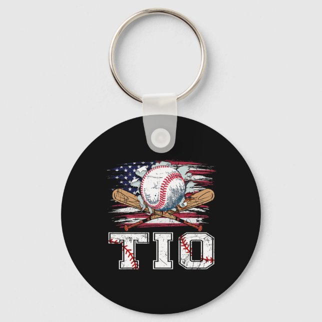 Baseball T-ball Tio American Flag Proud Ball Tio  Key Ring (Front)