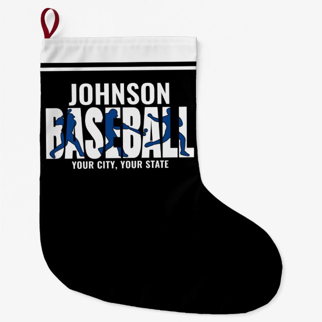Baseball Team ADD NAME Champion Game Player Large Christmas Stocking (Front)