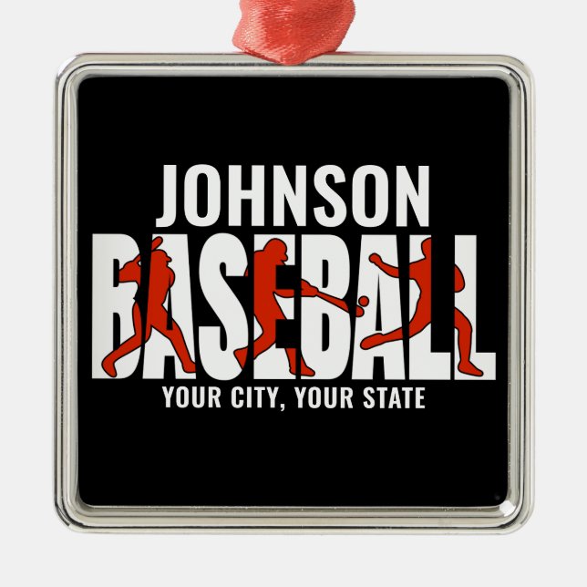 Baseball Team ADD NAME Champion Game Player Metal Tree Decoration (Front)