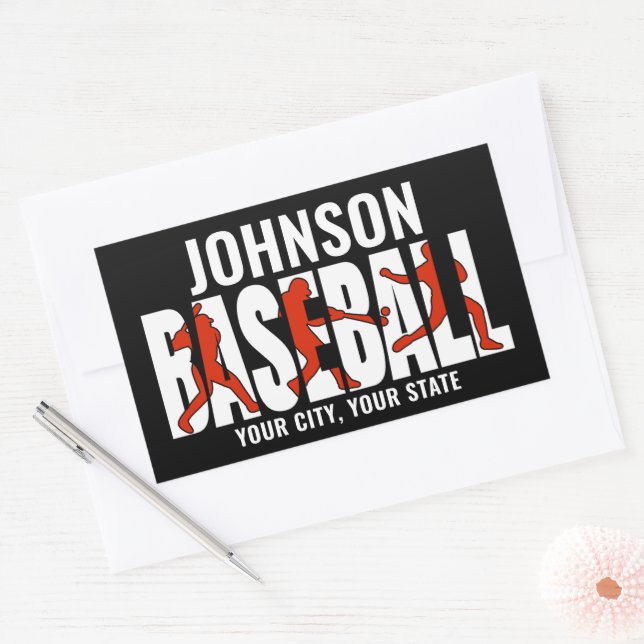 Baseball Team ADD NAME Champion Game Player Rectangular Sticker (Envelope)
