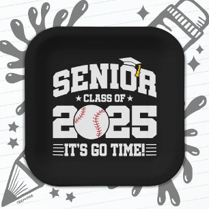 Baseball Team Class of 2025 Graduation Senior 2025 Paper Plate