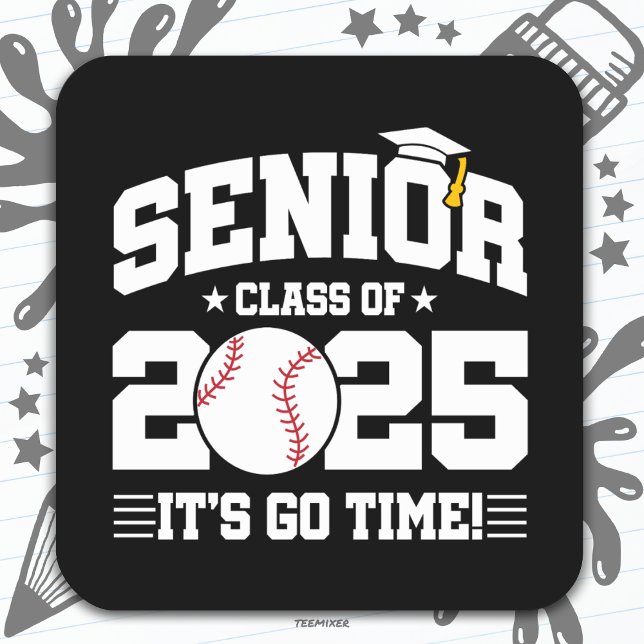 Baseball Team Class of 2025 Graduation Senior 2025 Square Sticker (Creator Uploaded)